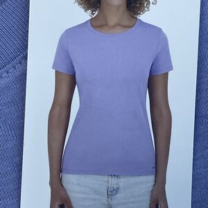 DKNY Women's S Organic Cotton Tee Purple e0573